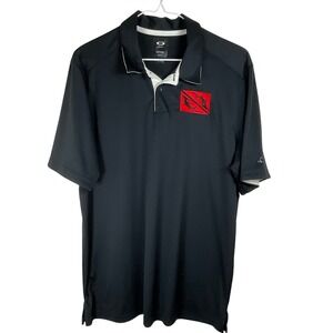 Oakley Black Polo‎ Shirt Dota 2 Gaming Logo White Trim Men Size Large